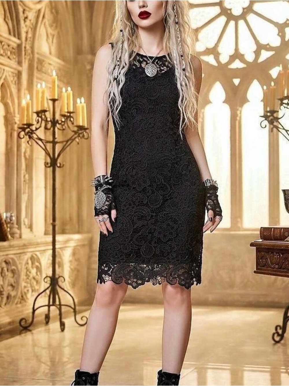 Worthington Black Lace Mini Dress